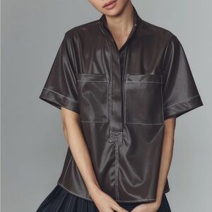 The Jeannie Short Sleeve Henley Blouse by Maeve